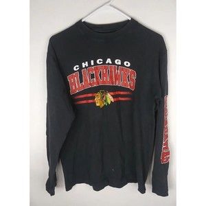 Vintage NHL Chicago Blackhawks Size Large Long Sleeve Crew Neck Shirt Black